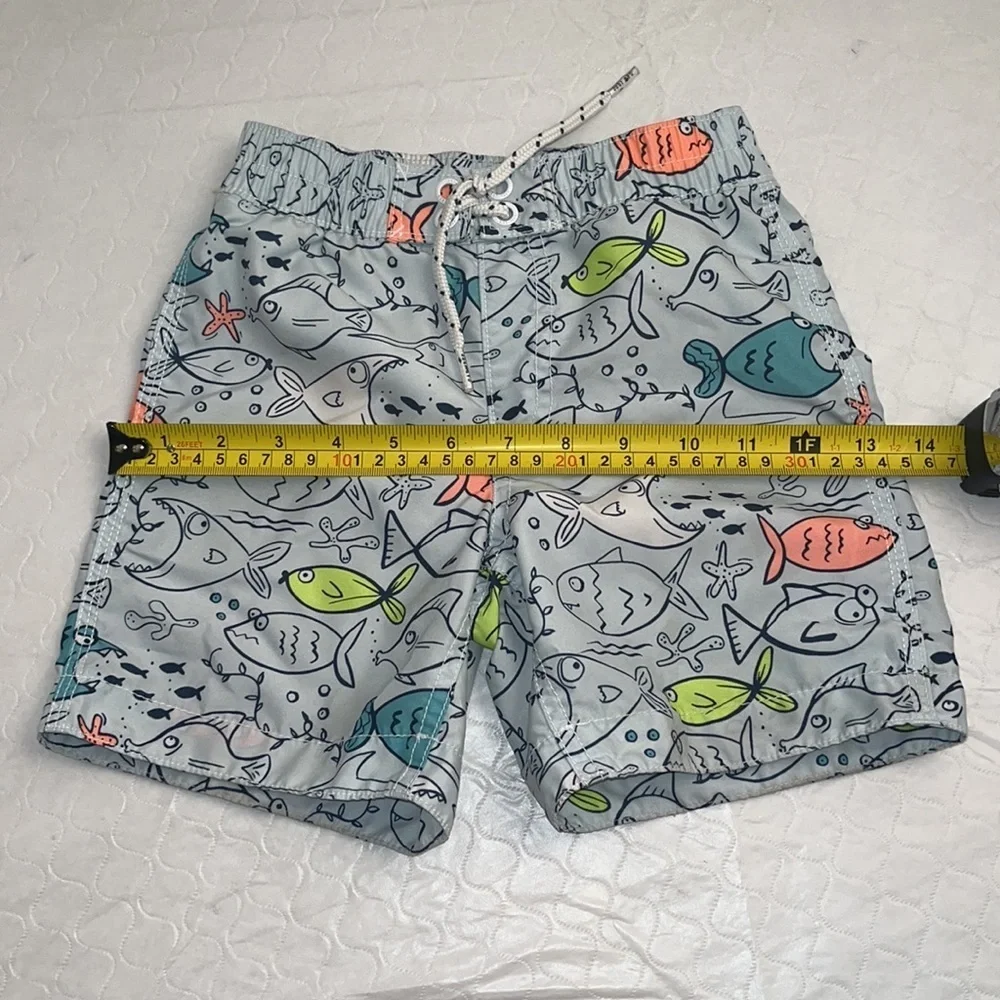 Gap fish and shark print lined swim trunks in Blue Cloud